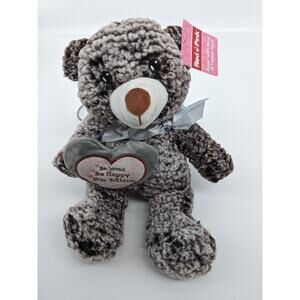 Red & Pink - Valentine Bear with Heart - Gray - 12"